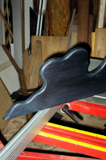 black shelf on a sliding saw